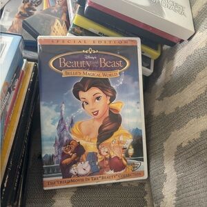 Disney Beauty and the Beast Back Cover Art — Blue, Yellow, Brown
